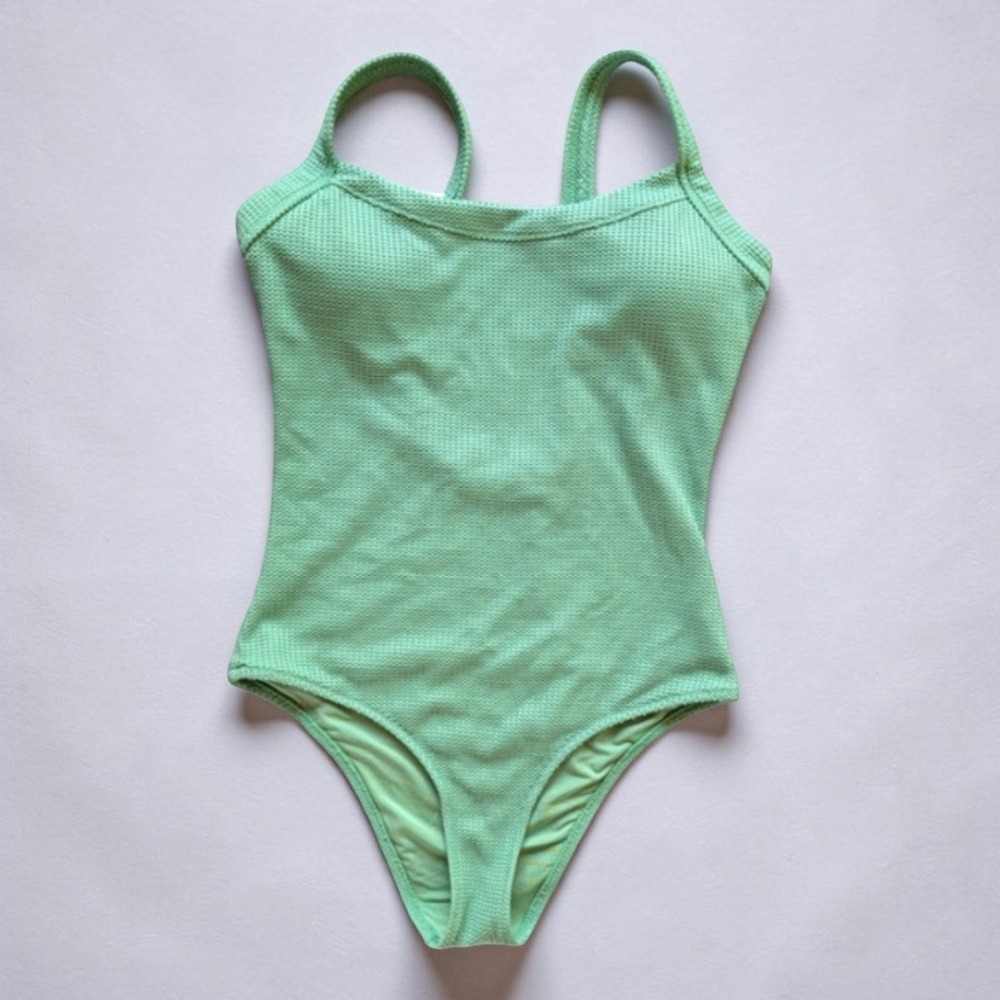 Aerie Scoop Back Textured Waffle Knit One Piece Swimsuit Sz M - Picture 3 of 8